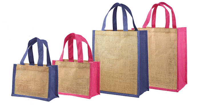 Jute Tote w/ Colored Gussets