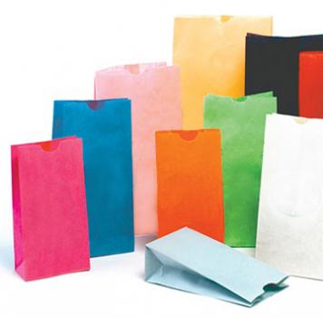Stand Up Colored Paper Bags, Blank