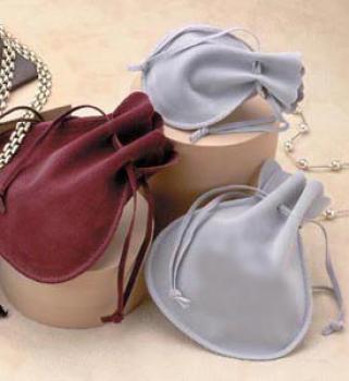Double Faced Simulated Suede Drawstring Jewelry Pouches