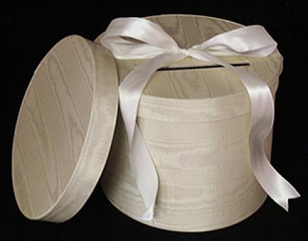 Round Ivory Moire Wedding Boxes