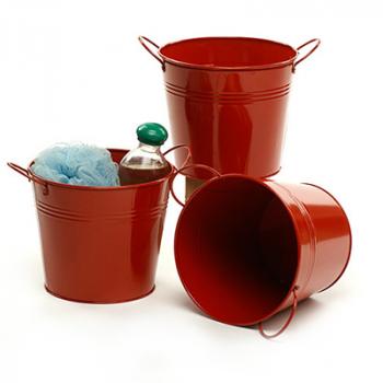 6 1/2in. Red Painted Pail w/Side Handles
