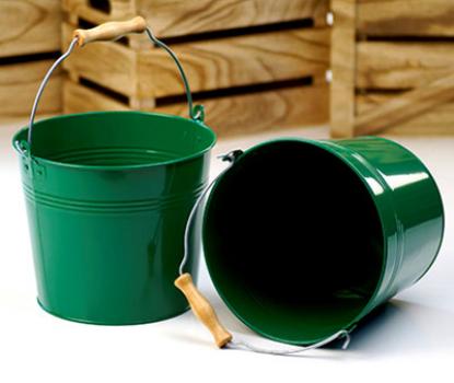 8 1/2in. Green Pail Wooden Handle