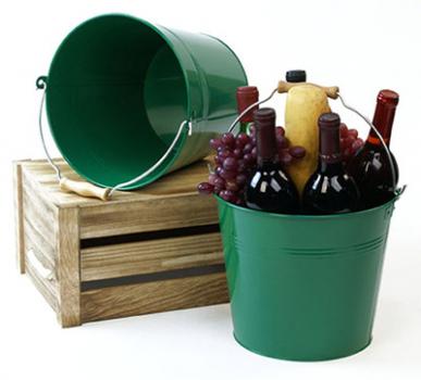 10in. Green Pail Wooden Handle