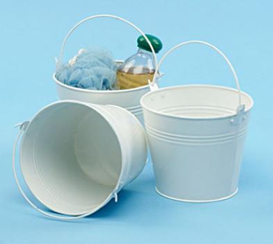 6 in. Round White Painted Handle Pail