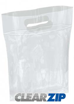 Die-Cut Handle ClearZip Plastic Bags w/Zip Closure