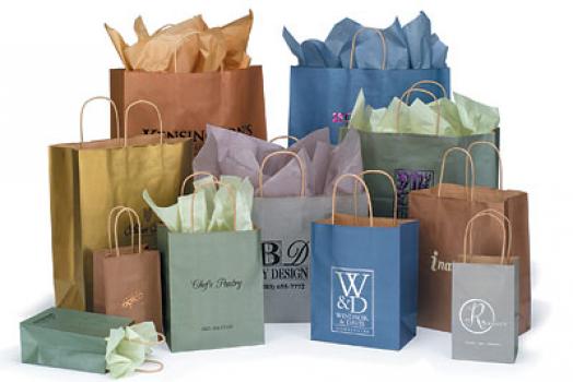 Metallic Colors On Kraft Base Paper Bags w/Twisted Paper Handles, 